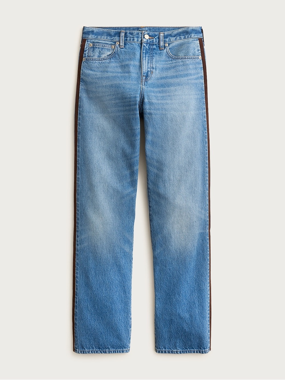 J Crew Petite Mid Rise Relaxed Straight Denim Jean with suede stripe size 24 - Picture 2 of 12